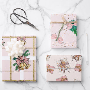 feuille de papier d'emballage de vacances rose