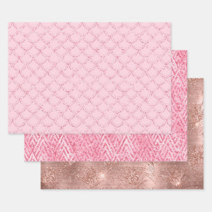 Feuille de papier d'emballage tendance rose gold p