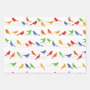 Feuille de papier d'enveloppement cadeau d'oiseaux