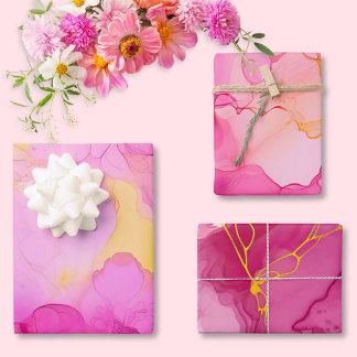 Feuille de papier d'enveloppement de marbre rose e