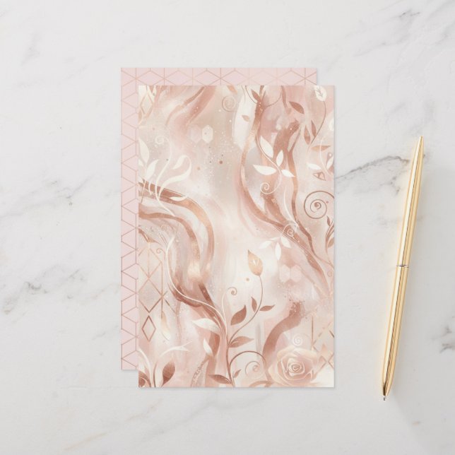 Feuille de papier double face esthétique féminine  (Devant/Arrière en situation)