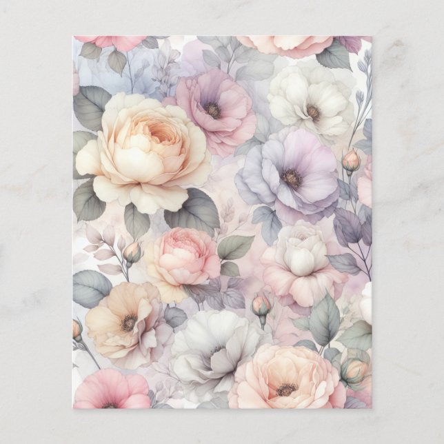 Feuille de papier Fleurs élégantes de rose (Devant)
