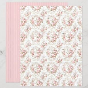 Feuille de papier floral rose Coquette vintage