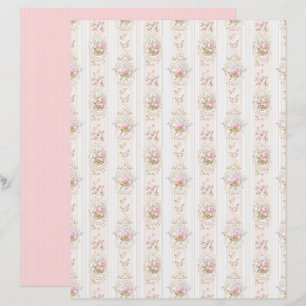 Feuille de papier floral Rose Coquette Vintage