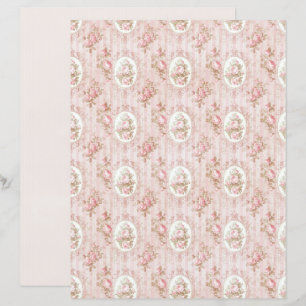 Feuille de papier floral rose Coquette vintage