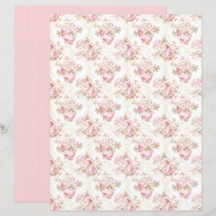 Feuille de papier floral Rose Coquette Vintage