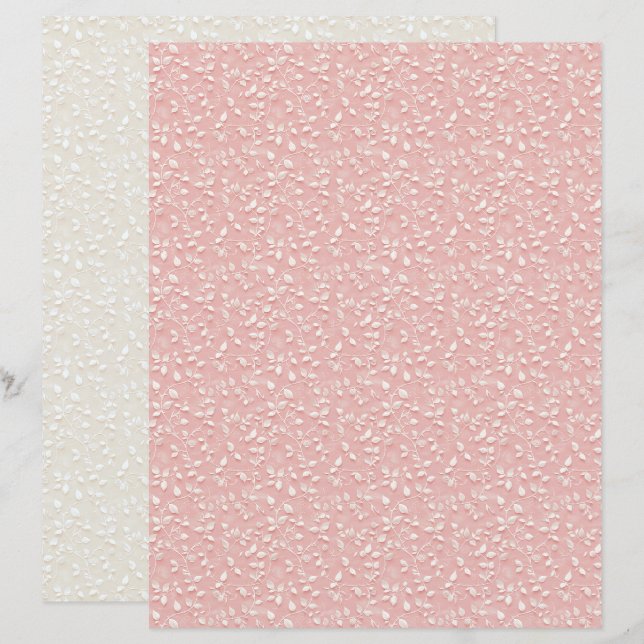 Feuille de papier floral Rose Coquette Vintage (Devant / Derrière)