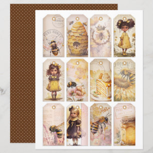 Feuille de papier journal abeille miel vintage