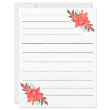 Feuille de papier ligné à motif de rose élégante