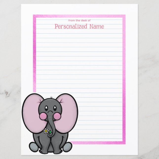 Feuille de papier lin encadré Ellie Phant (Devant)