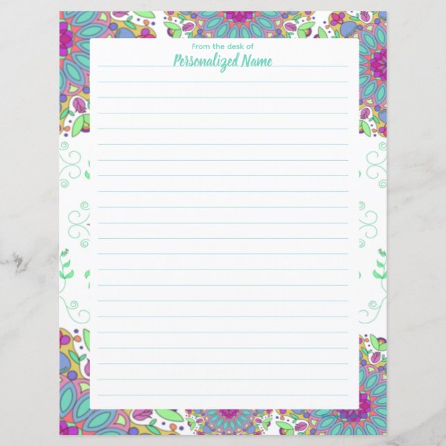 Feuille de papier lin finesse florale (Devant)