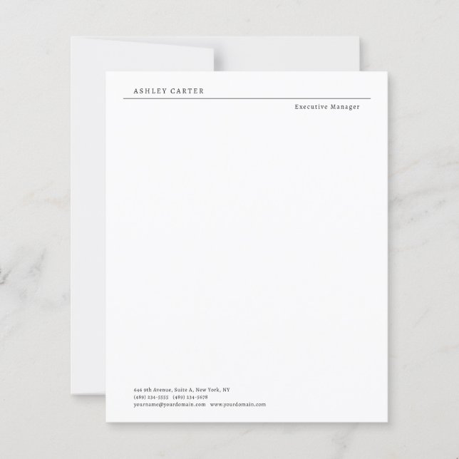 Feuille de papier minimaliste élégante professionn (Devant)