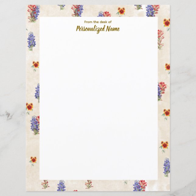 Feuille de papier non ligné Fleurs sauvages du Tex (Devant)
