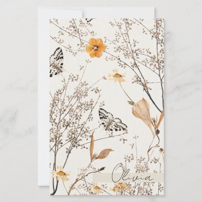 Feuille de papier papillon floral d'automne (Devant)