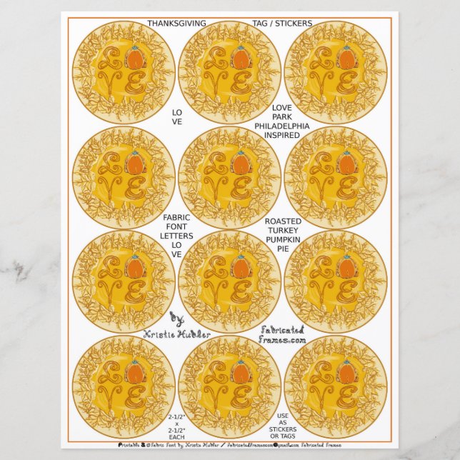 Feuille de papier pour étiquettes de Thanksgiving  (Devant)