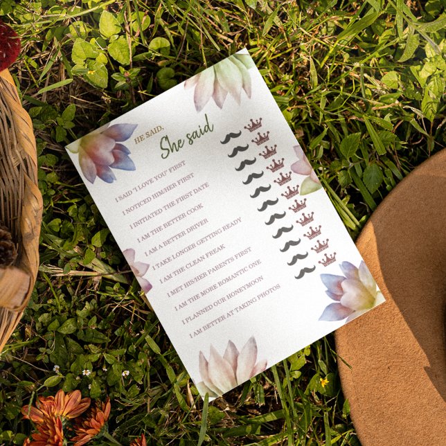 Feuille de papier pour jeu de Baby Shower 'Il a di (A classic game for your bridal celebration)