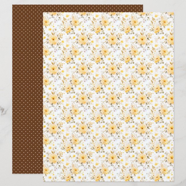 Feuille de papier pour journal floral à abeilles m (Devant / Derrière)