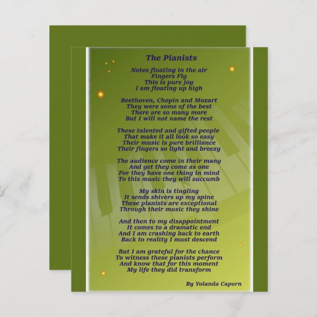 Feuille de papier pour pianistes (Devant / Derrière)