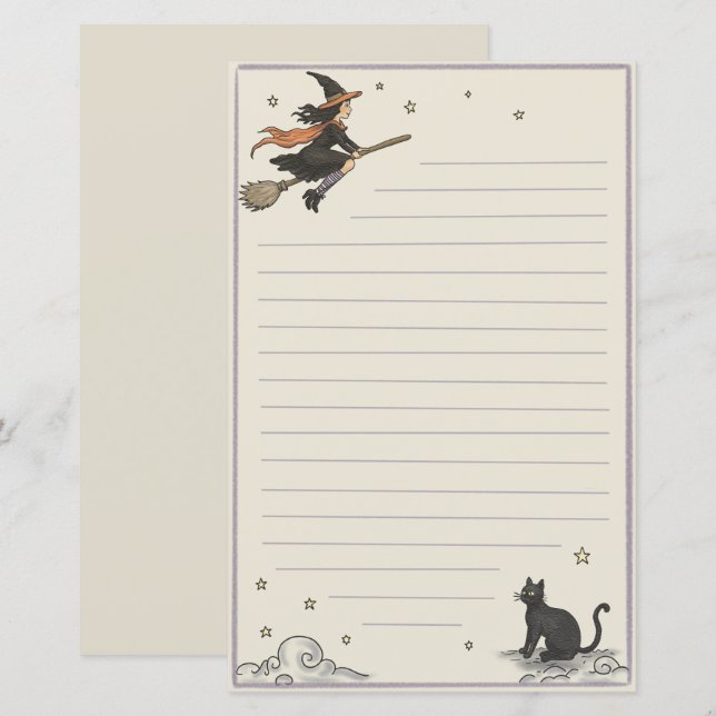 Feuille de papier rayée de vol enchanté 5,5" x 8,5 (Devant / Derrière)