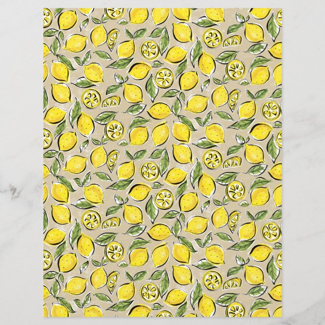 Feuille de papier tan jaune Motif citron (Dos)