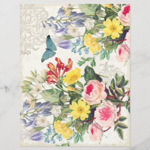 Feuille de papier vintage floral