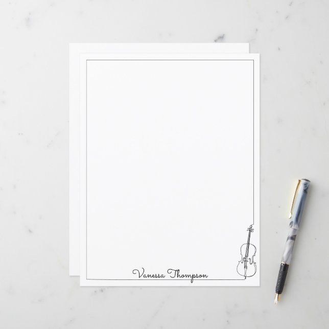 Feuille de papier violon de musique classique (Devant/Arrière en situation)