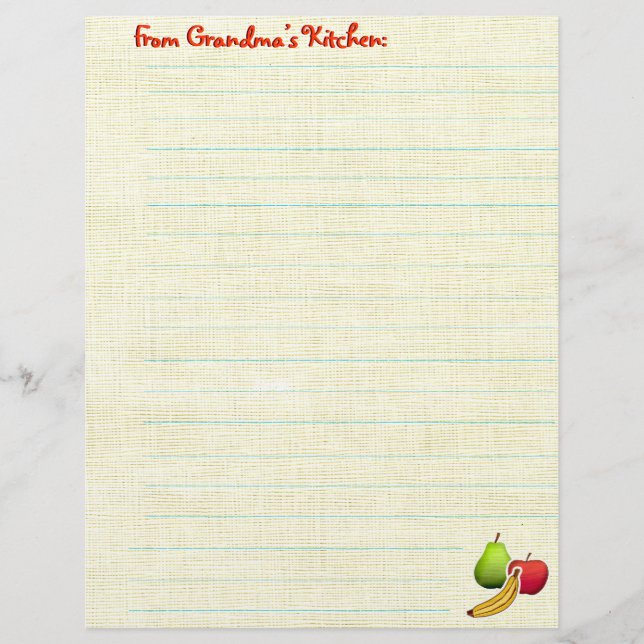 Feuille de recette - Fruité (Devant)