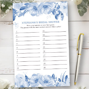 Feuille de réponses de jeu de Baby Shower Floral B