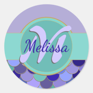 Feuille de sirène de monogramme des autocollants