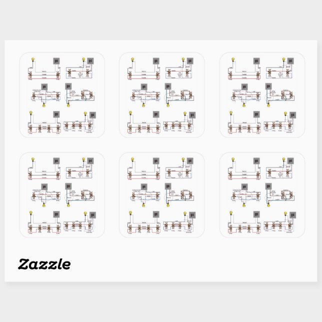 Feuille de six autocollants avec diagrammes 3 voie (Feuille)