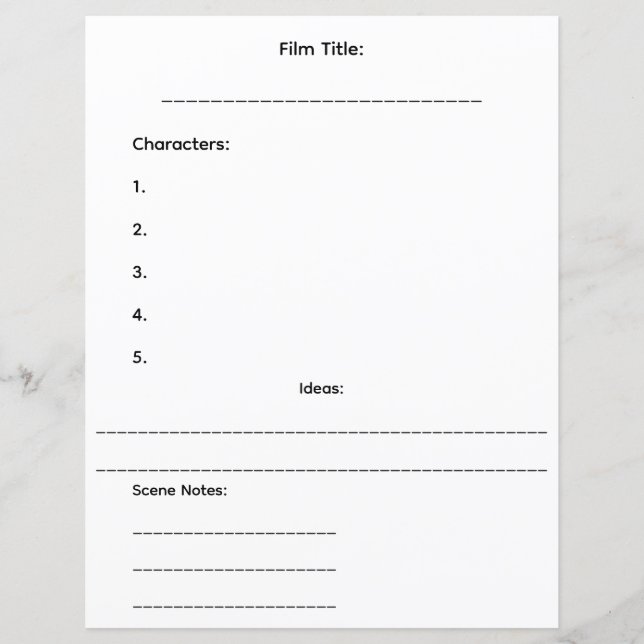 Feuille de storyboard mini CC Productions (Devant)