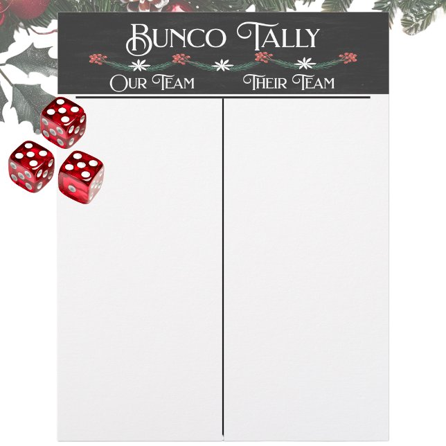 Feuille de tallage Bunco - Noël d'hiver (Bunco Christmas Holiday Tally Sheet for your next girls night out Bunco event. )