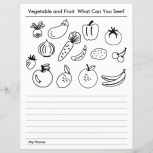Feuille de travail de l'école des légumes et des f