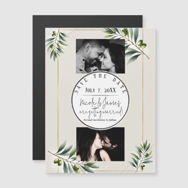 Feuille d'Olive Verte Os Blanc & Or Étape de l'Été (Devant / Derrière)