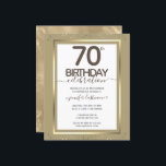 Feuille d'or 70th Birthday Party<br><div class="desc">Belle bordure en fausse feuille avec reflets chatoyants sur la bordure supérieure et inférieure. Tout le texte est ajustable et facile à changer pour vos besoins de partie. Grande élégante conception modèle de 70ème anniversaire. Invitation officielle. Enregistrez les dates disponibles dans la boutique.</div>