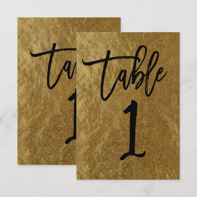 Feuille d'or feuille moderne numéro de table de sc (Devant / Derrière)
