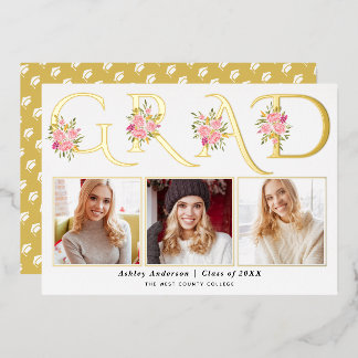 Feuille d'or GRAD faire-part de graduation photo r