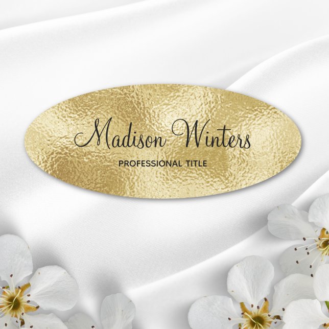 Feuille d'or métal Nom de l'employé Balise Badge (Faux Gold Foil Name Tag)