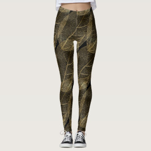 FEUILLE D'OR NOIR Motifs leggings actifs
