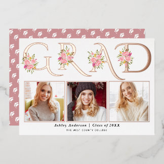 Feuille d'or rose GRAD faire-part de graduation ph