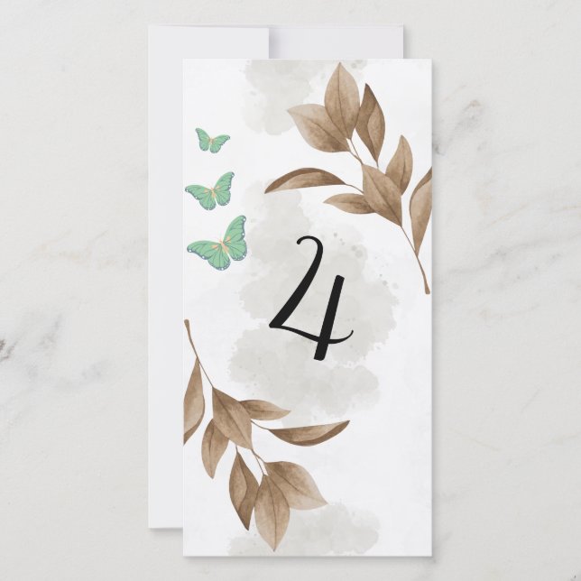 Feuille et papillon vert poussiéreux Table sans ca (Devant)