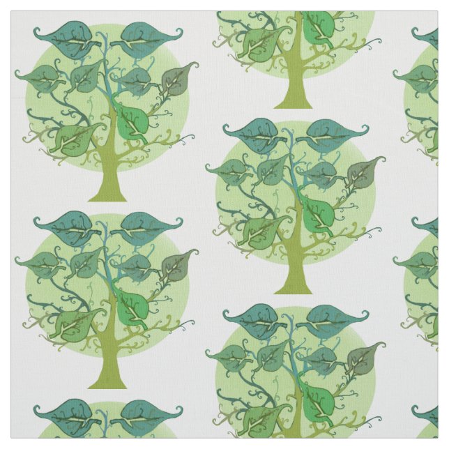 Feuille et tissu verts de motif d'arbre (Échantillon)