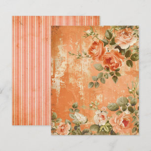 Feuille Journal vintage à rayures florales orange