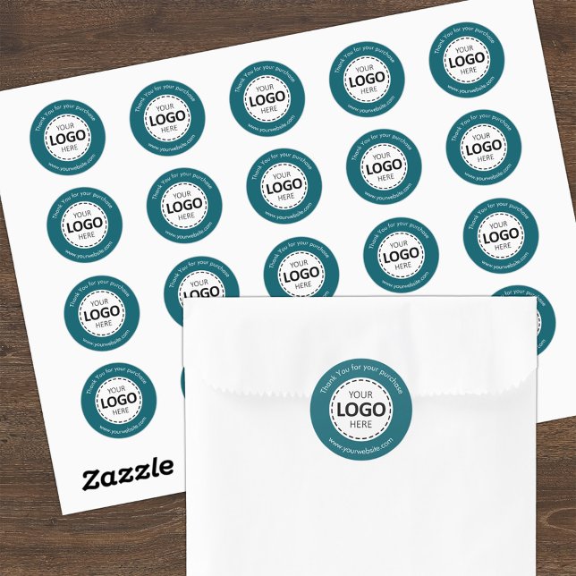 Feuille Logo / Stickers Turquoise texte personnali (Créateur téléchargé)