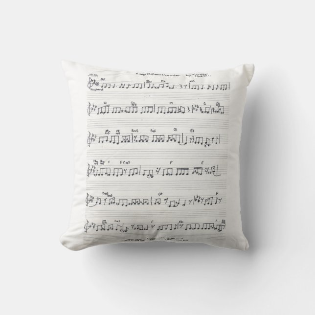 Feuille manuscrite oreiller à lancer de musique (Recto)