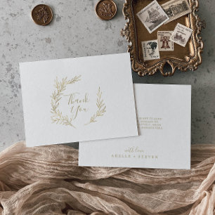 Feuille minimale Carte de remerciements d'or