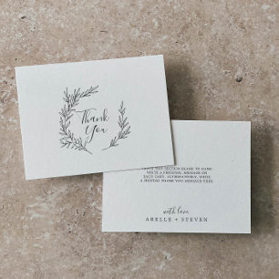 Feuille minimale   Carte de remerciements gris fon