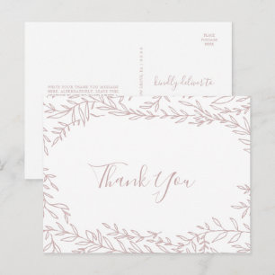 Feuille minimale   Carte postale Merci rose