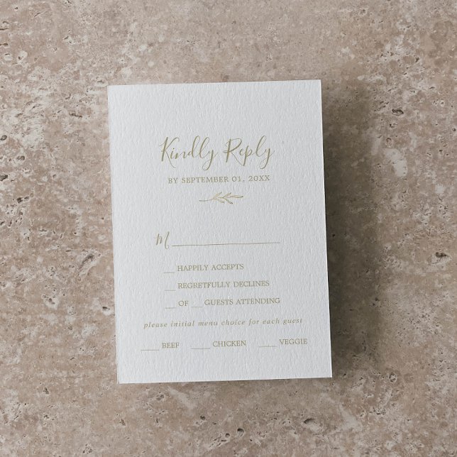 Feuille minimale | Carte RSVP de choix du menu Gol (Créateur téléchargé)