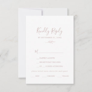 Feuille minimale Carte RSVP de choix du menu ros